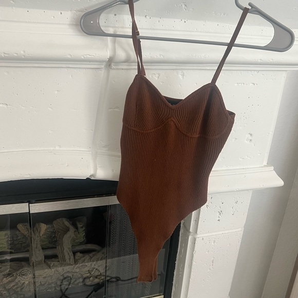 Say What? Tops - Brown Bodysuit with adjustable straps